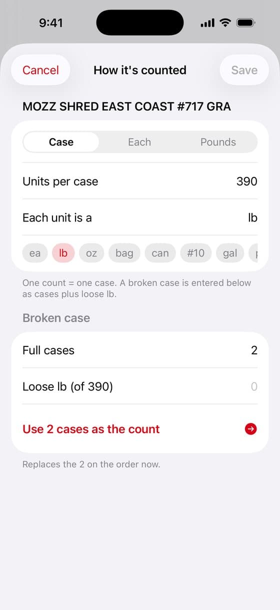 Items screen in Slice Supply
